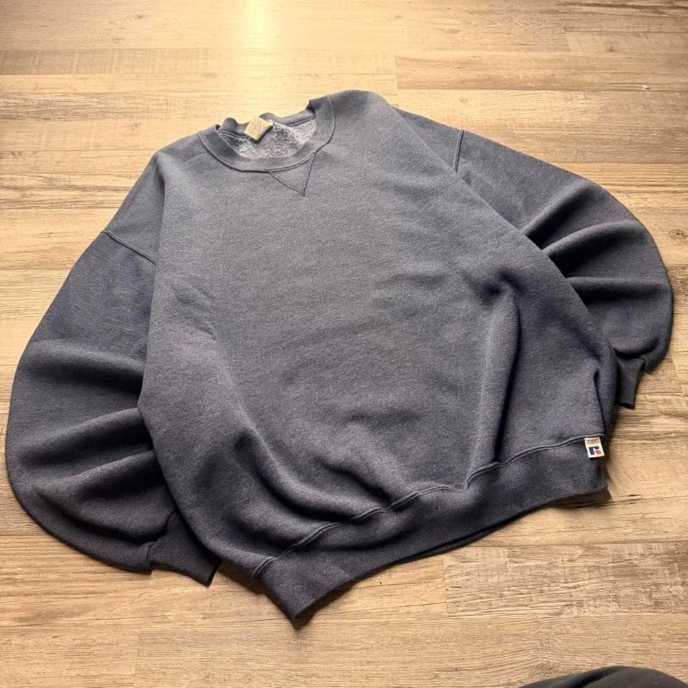 Boxy Vintage 90's Russell Athletic Crewneck Sweatshirt Faded Grey XL
